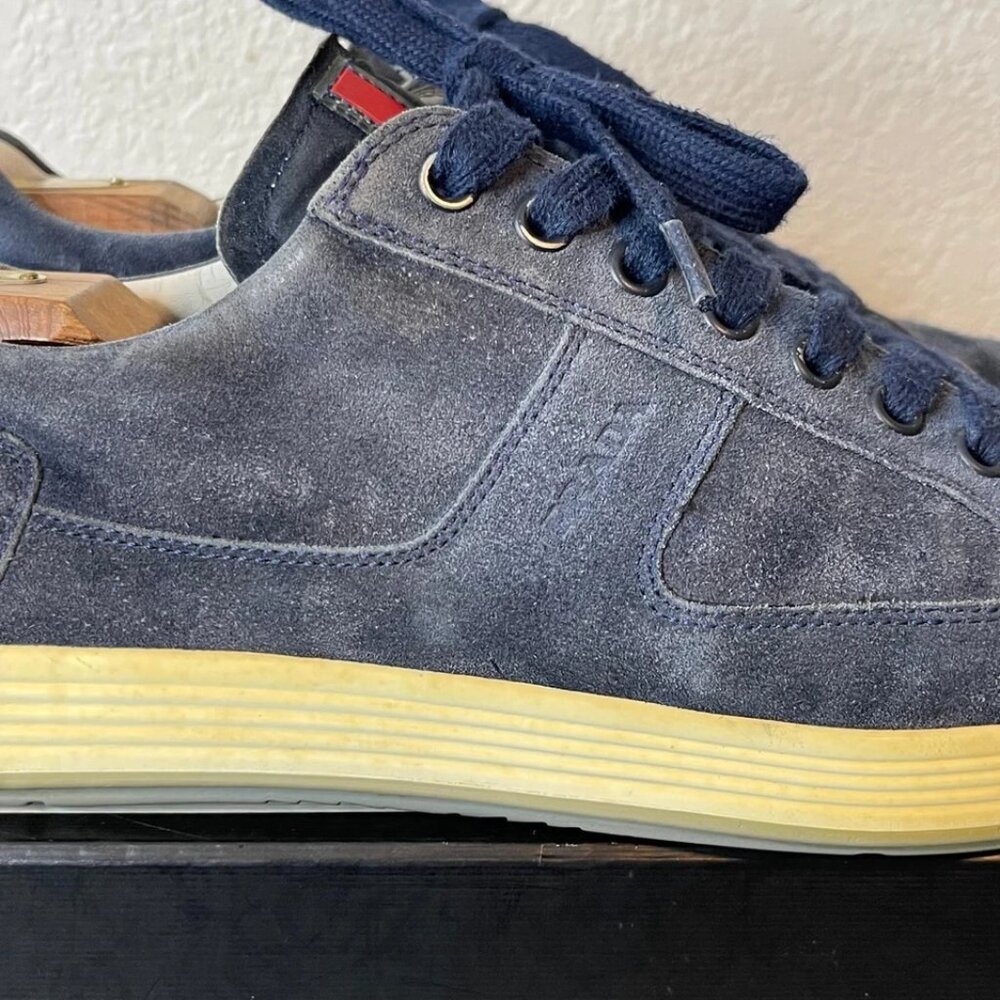 Prada 2646 Navy Blue Suede Casual Sneaker Shoes Low Top Men's 9.5 UK/10.5 US - Picture 10 of 13